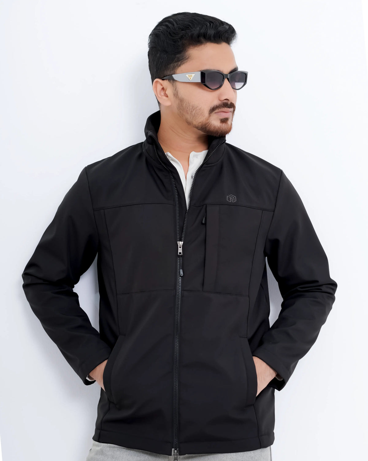 Men’s High Neck Jacket – Black