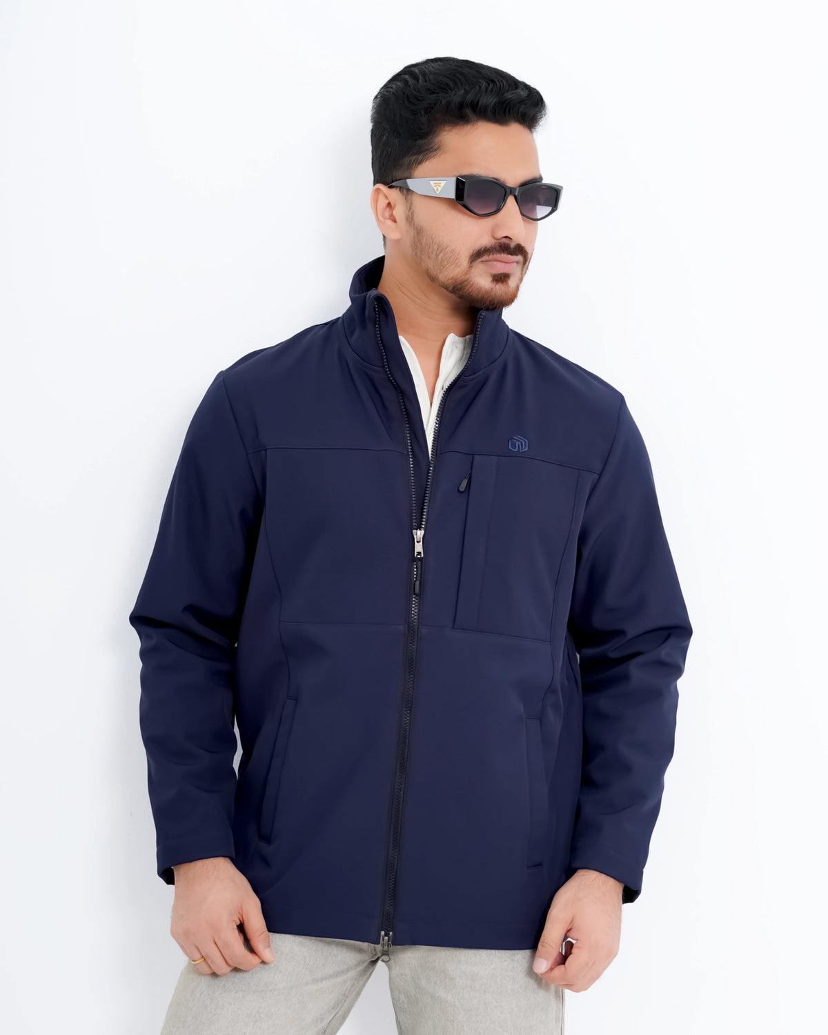 Men’s High Neck Jacket – Navy