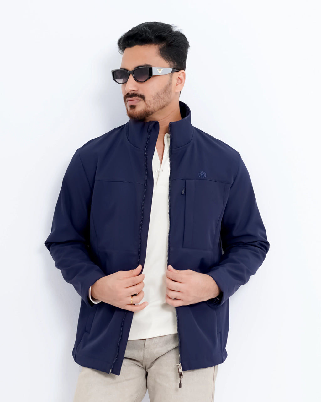 Men’s High Neck Jacket – Navy
