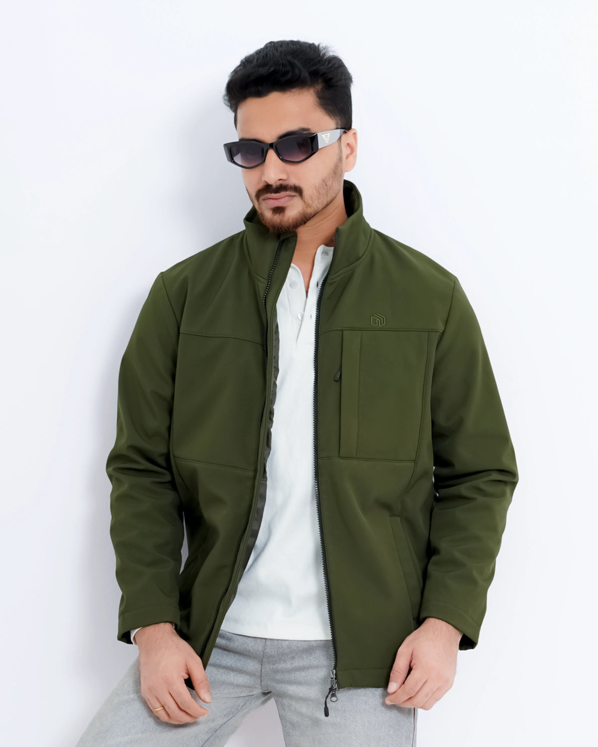 Men’s High Neck Jacket – Olive