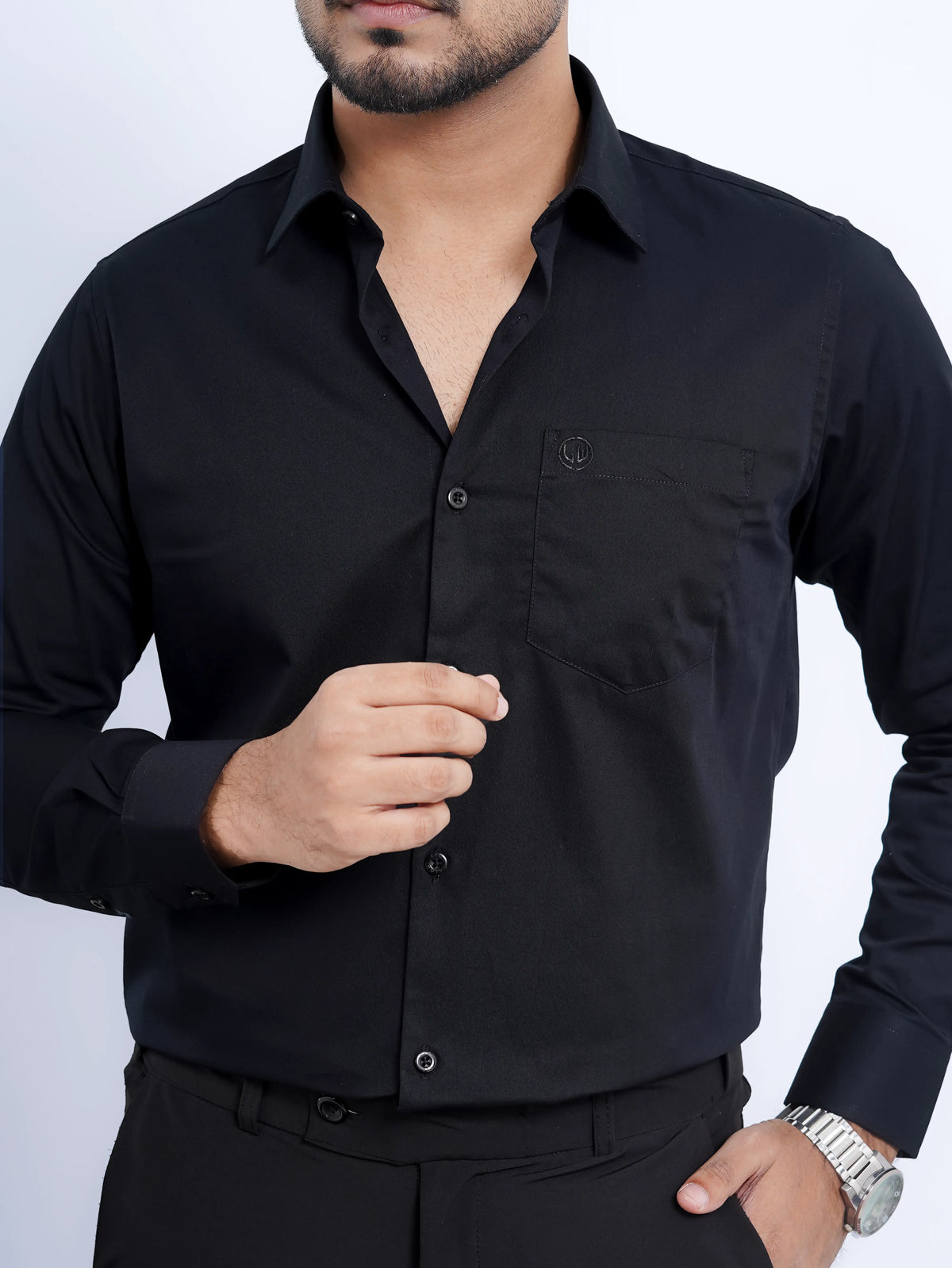 Solid Black Formal Shirt Full