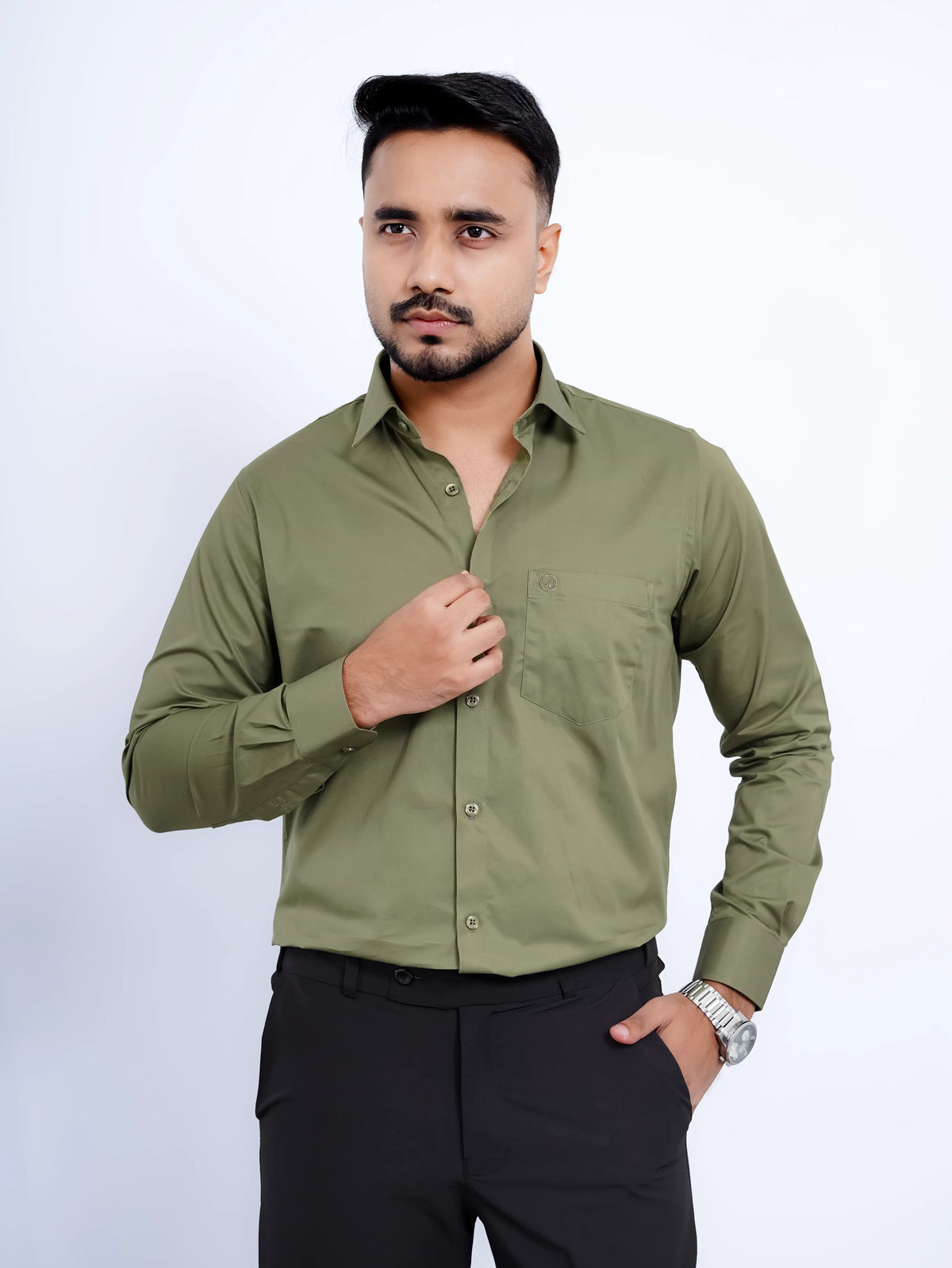 Dark Olive  Formal Shirt Full