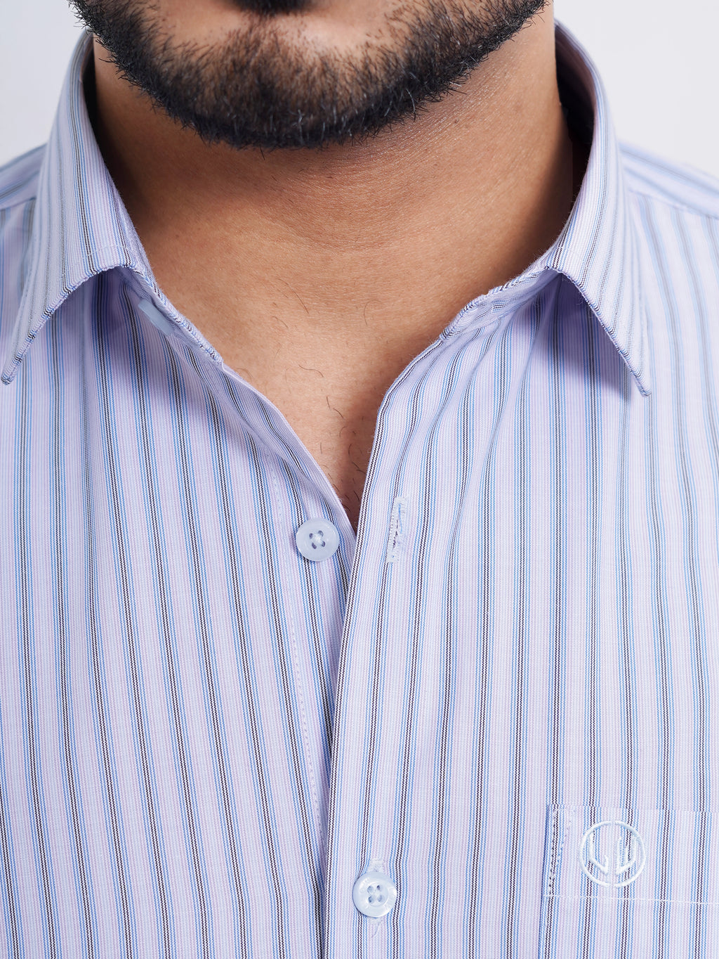 Sky Blue Blue Mixed Pinstripe Formal Shirt Full