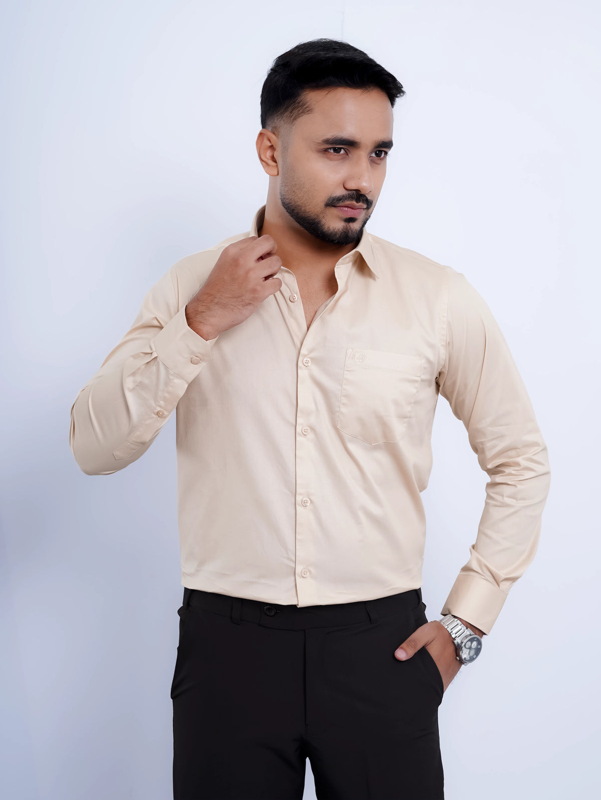 Light Beige Formal Shirt Full