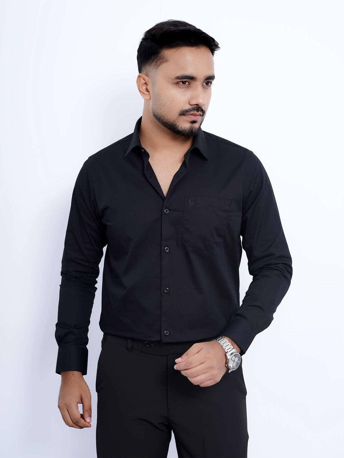 Solid Black Formal Shirt Full