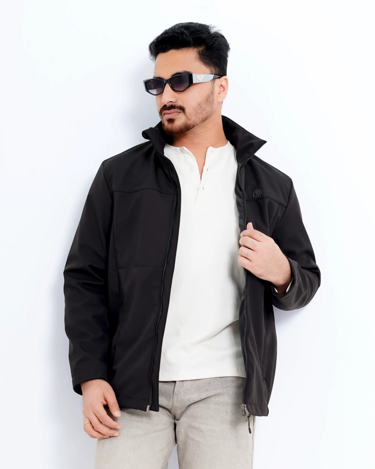 Men’s High Neck Jacket – Black